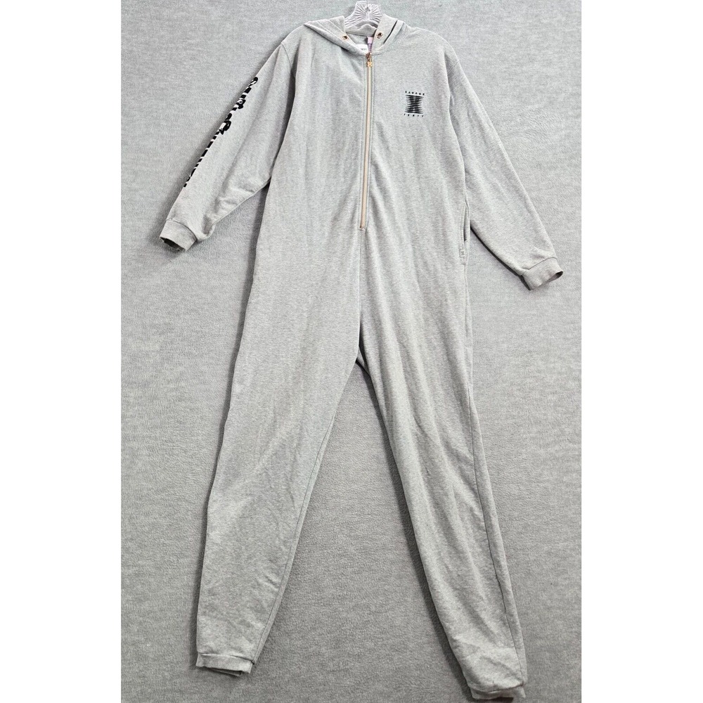 Savage Fenty Women Jumpsuit Small Gray Showgirl Hooded Zip Logo READ